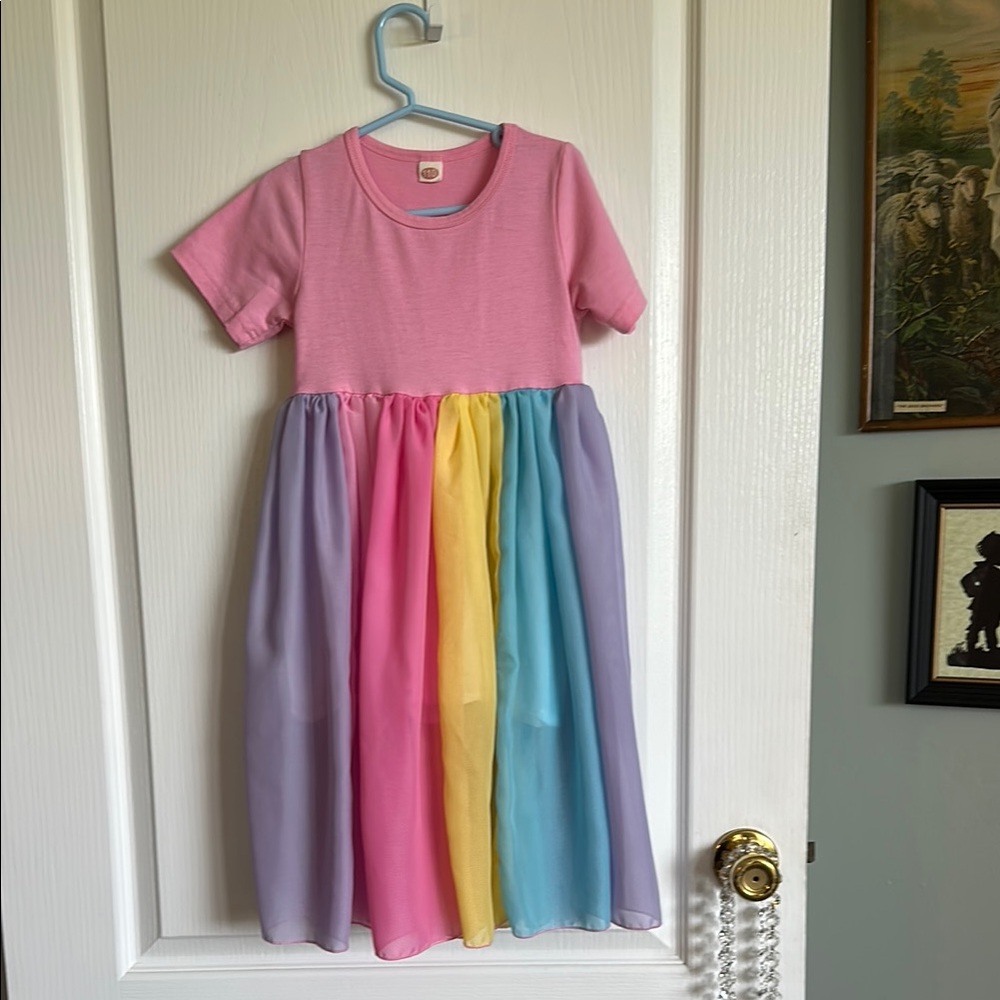 Pink Multicolor Kids Dress.   Nan buys to much
